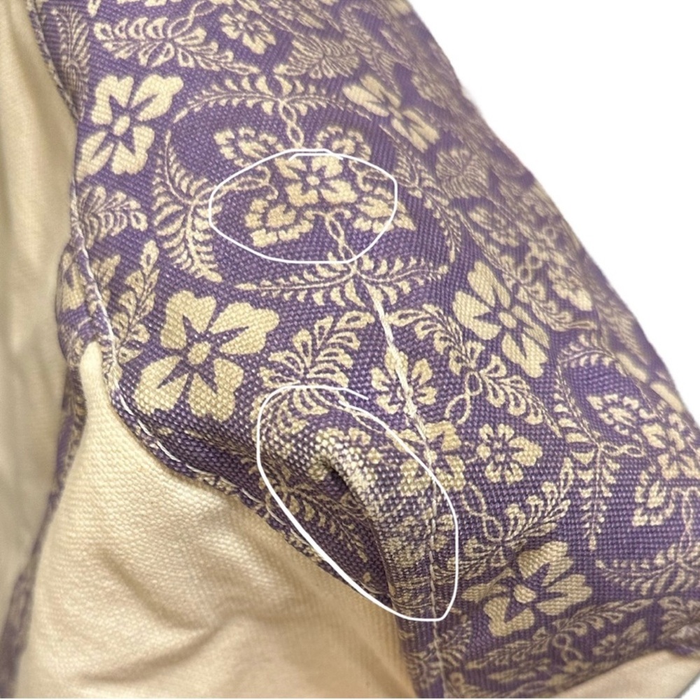 L.L. Bean Boat and Tote rare purple hibiscus pattern - Medium w/ Short straps - Picture 14 of 14